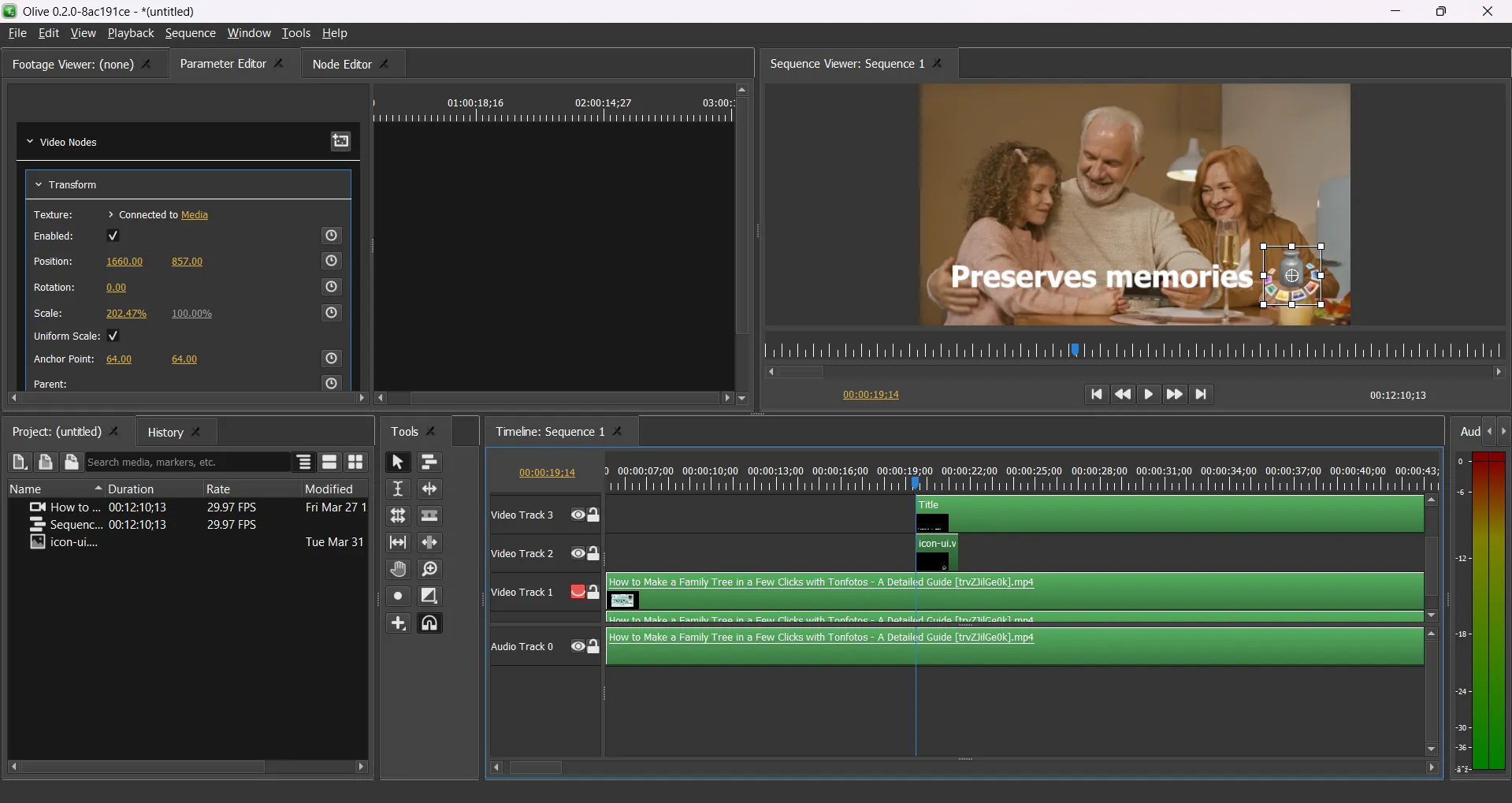 Exemple d'édition dans Olive