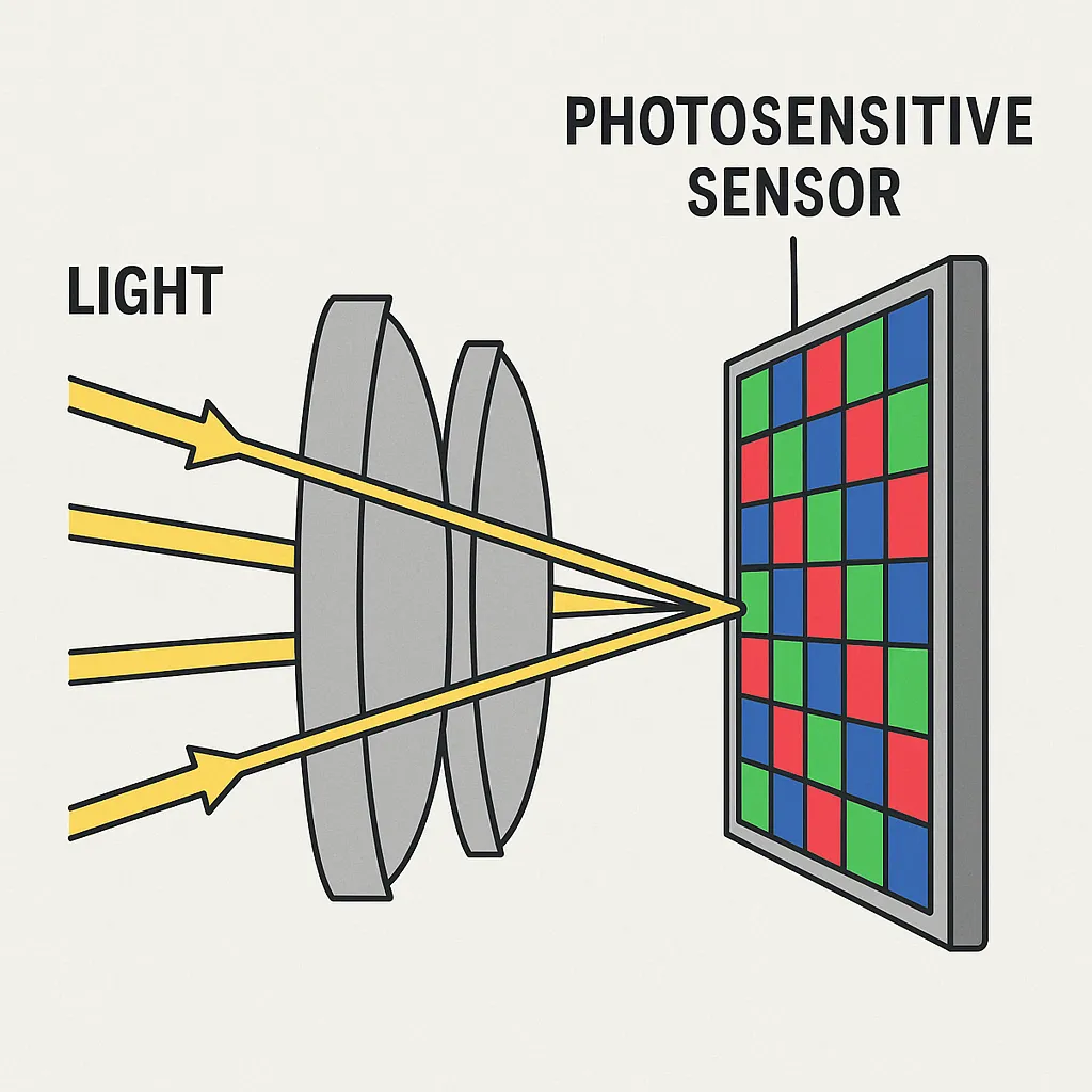 Visualization of light hitting the phone camera matrix