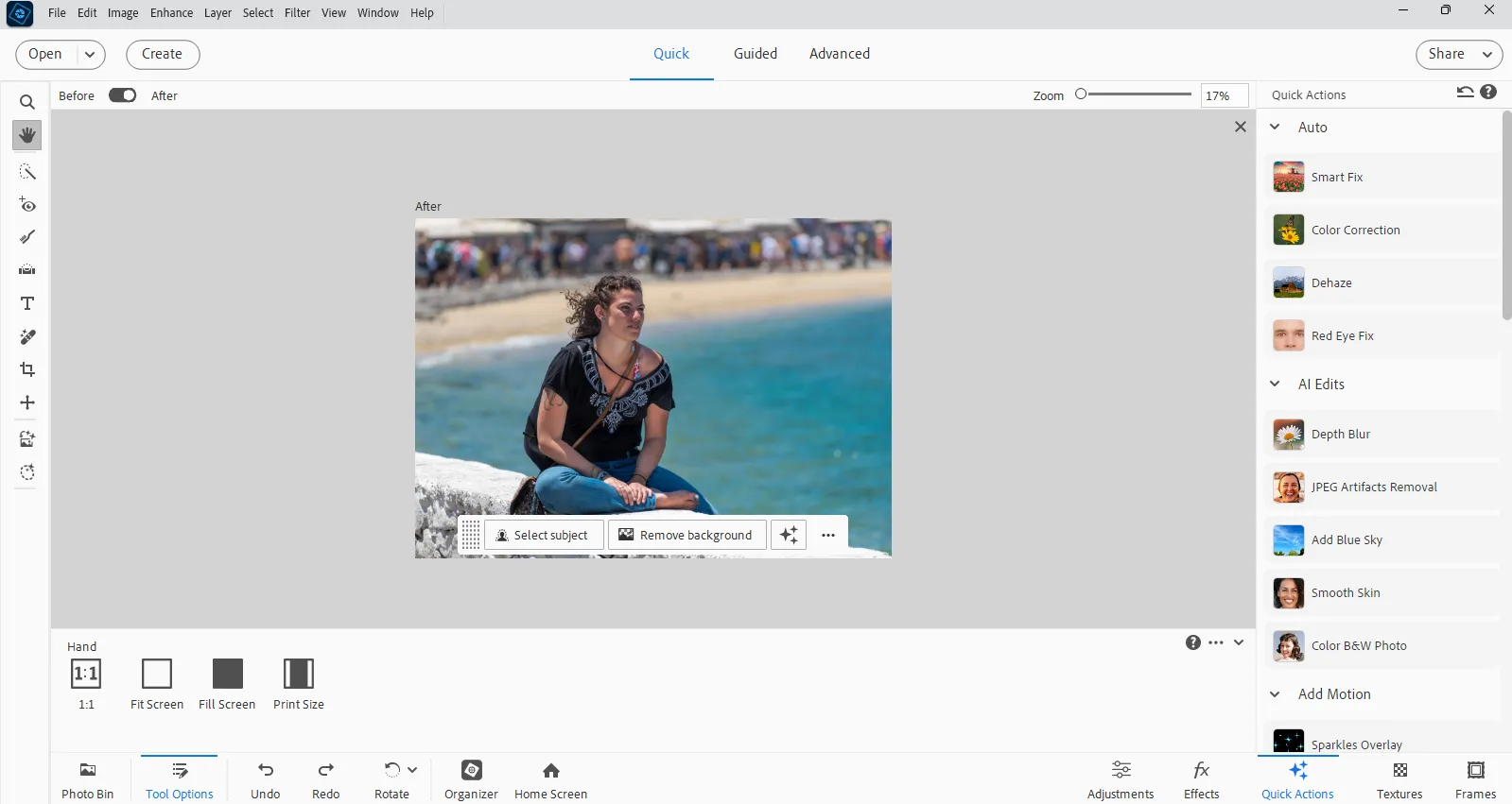 Adobe Photoshop Elements Quick Edit Mode