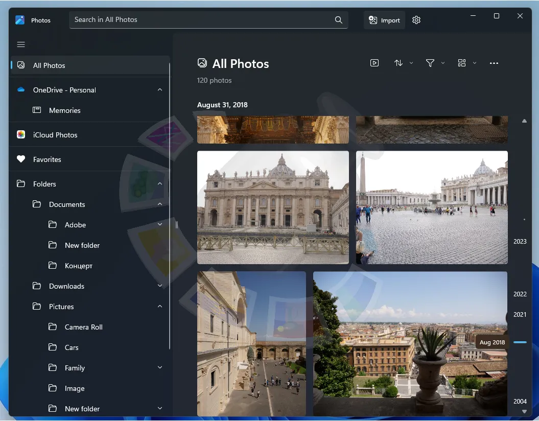 Trier les photos par ordre chronologique dans l'application Windows Photos