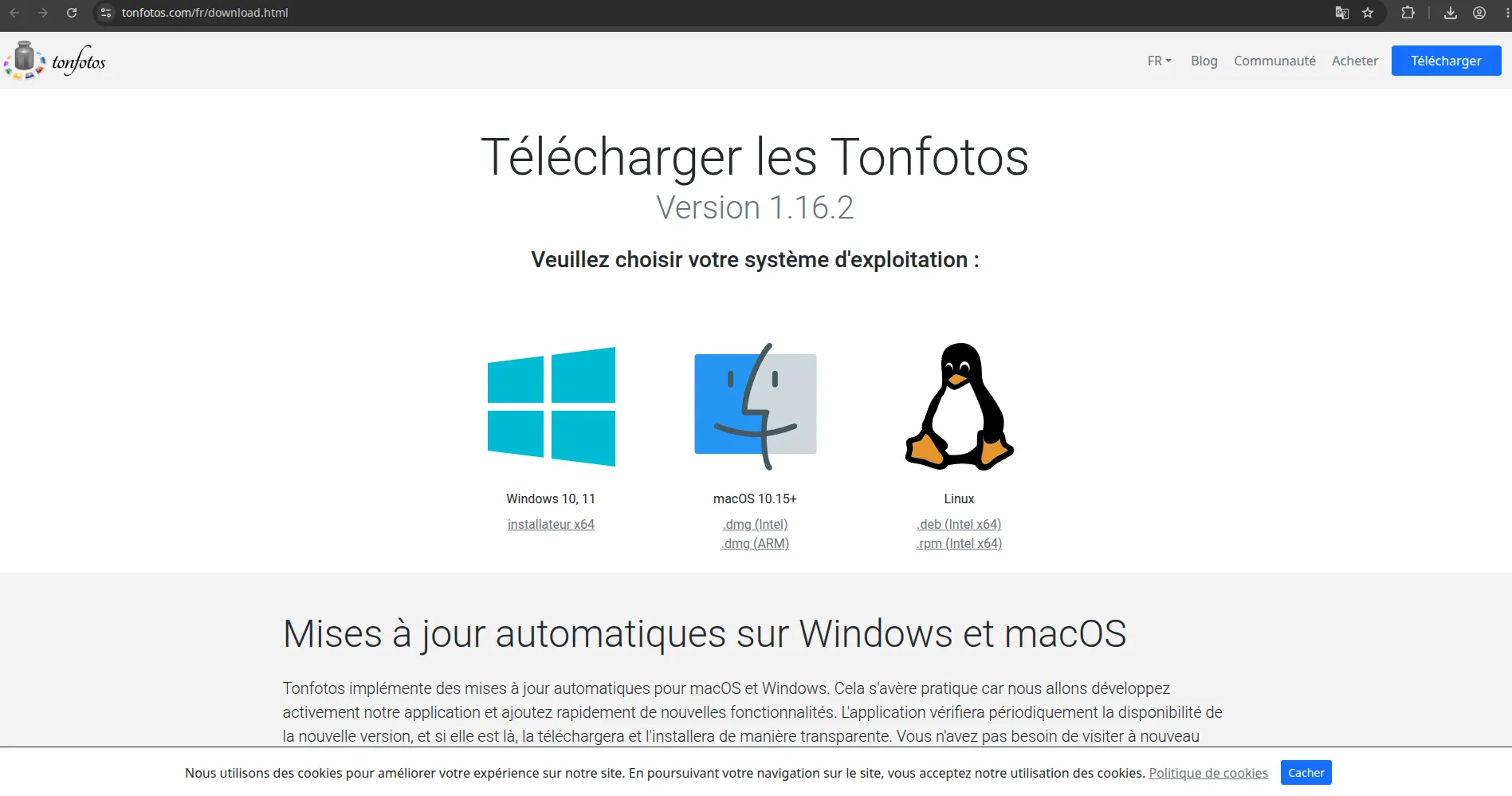 Page officielle de téléchargement de Tonfotos