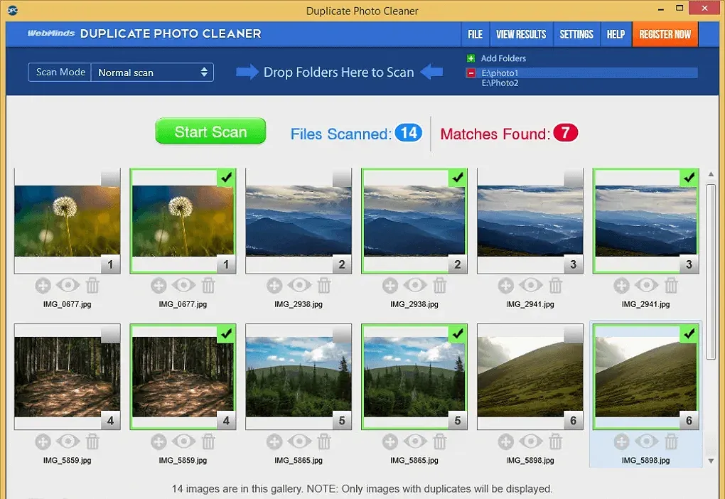 Duplicate Photo Cleaner user interface