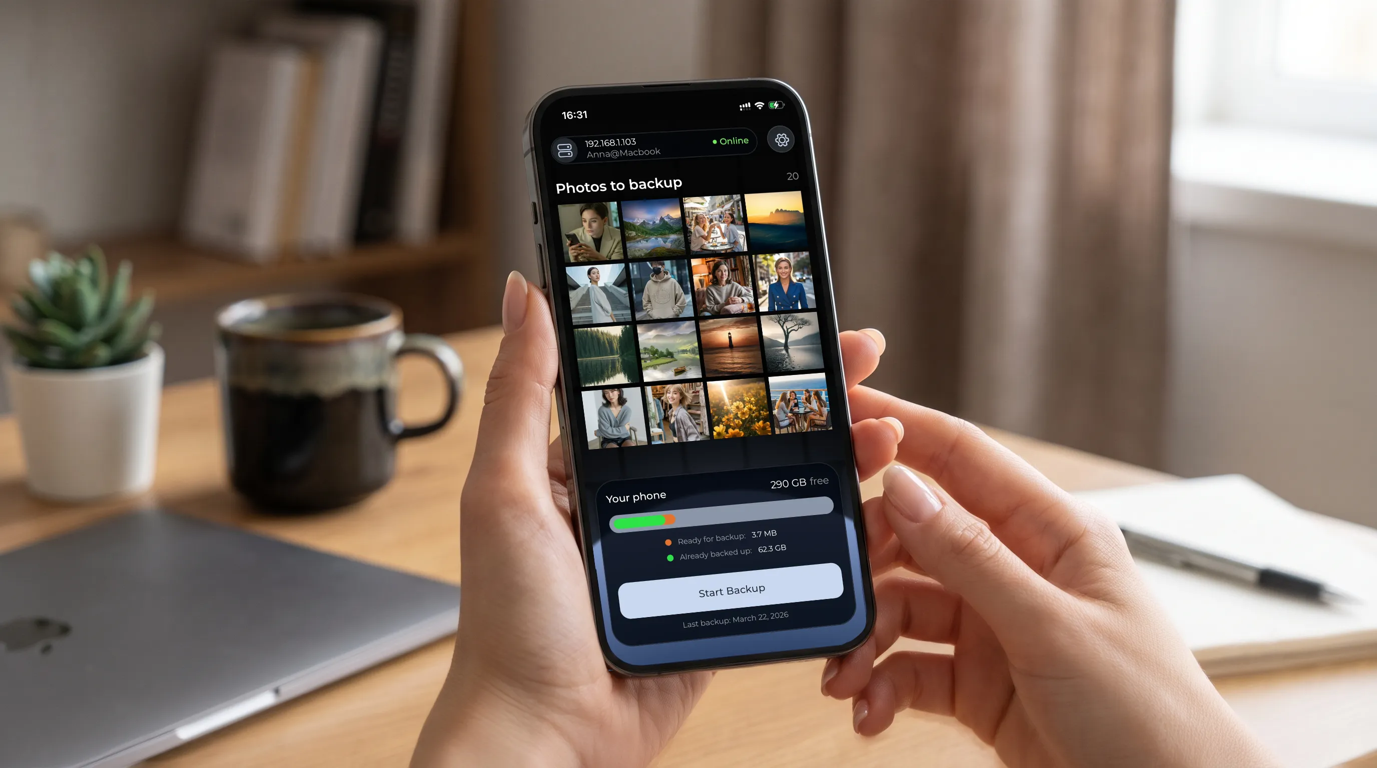 Start der Synchronisierung in der TonfotosSync-App