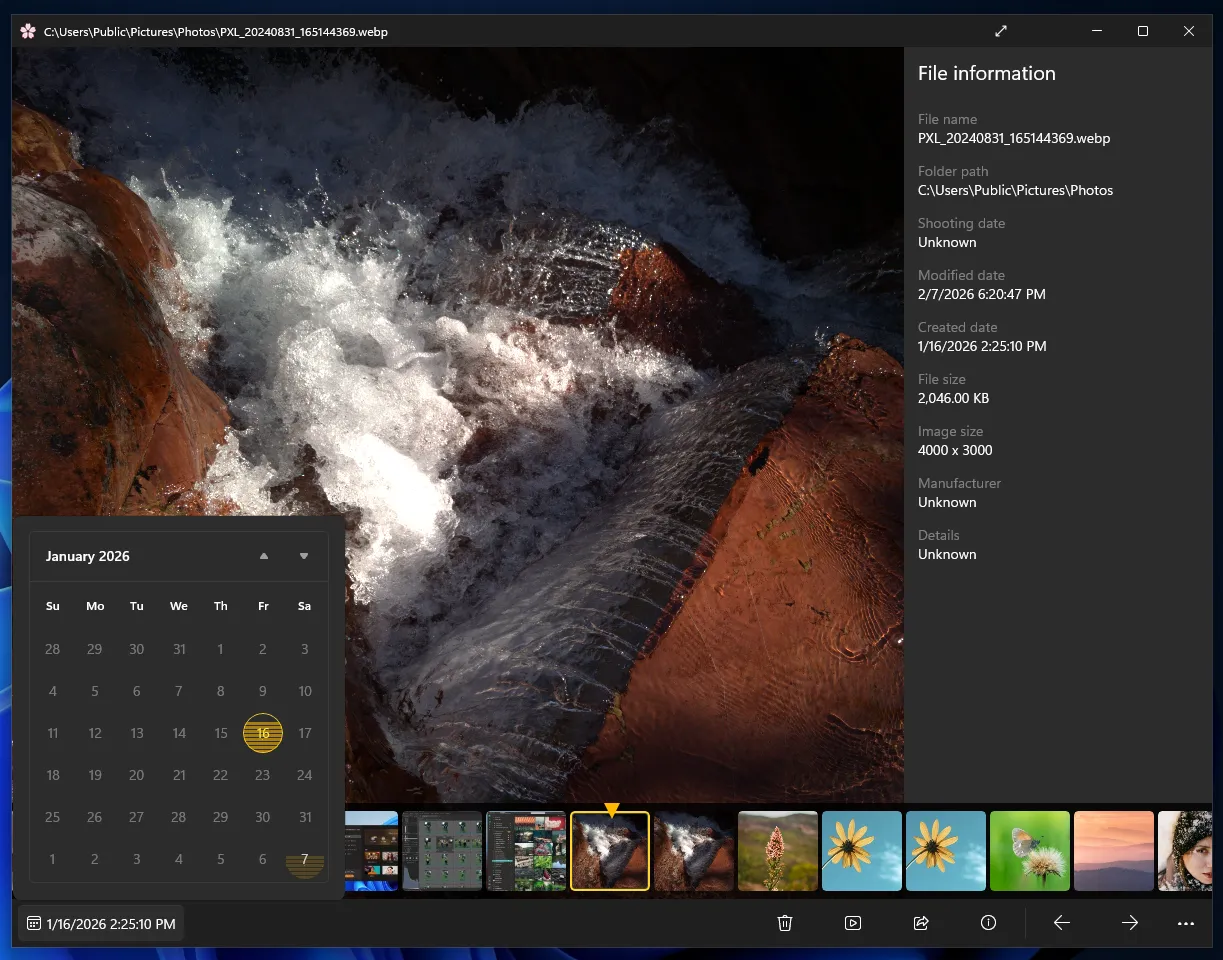 Интерфейс и пример навигации в Sakura Photo Viewer