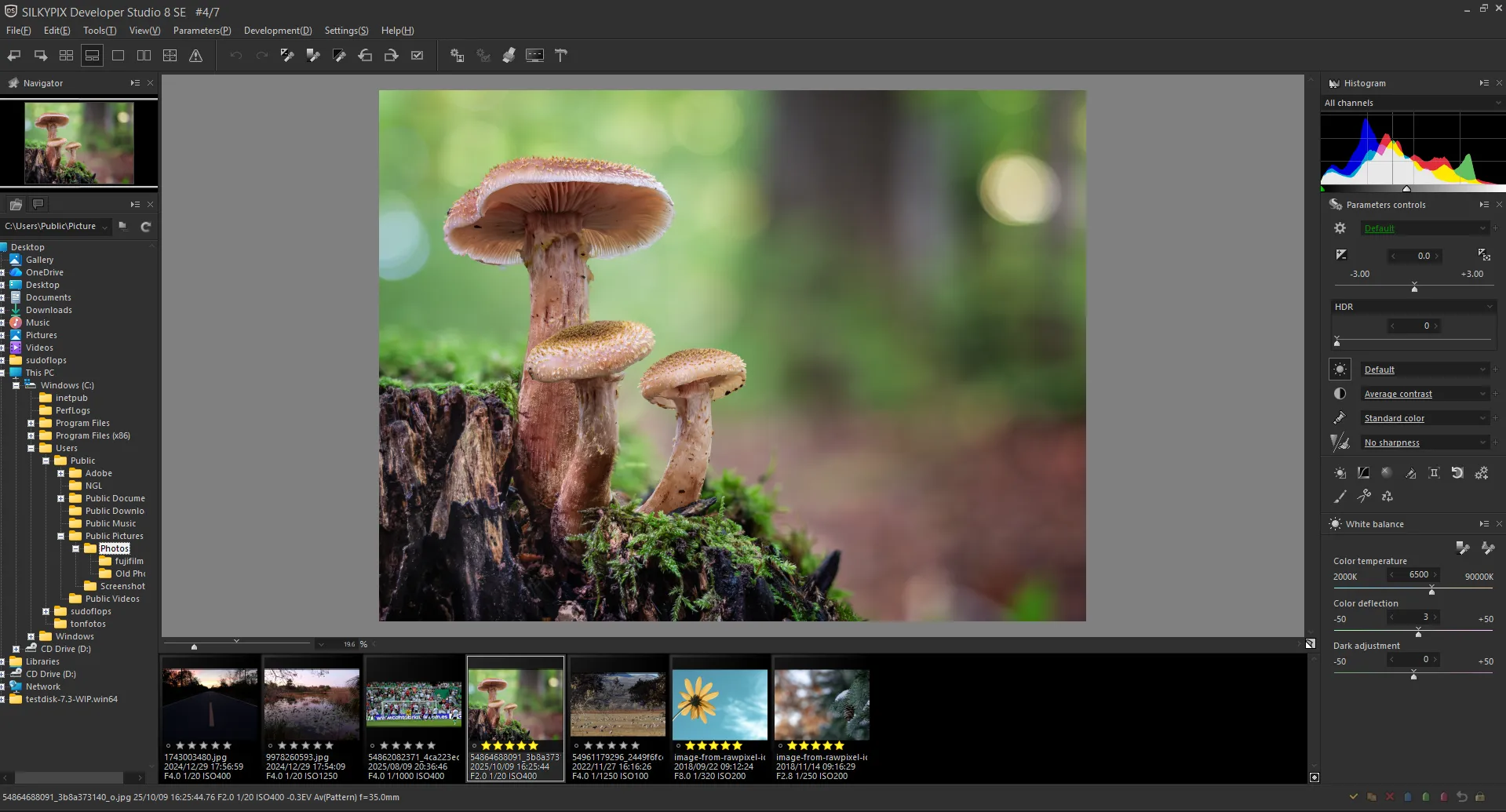 SILKYPIX Developer Studio SEでのインターフェースと作業例