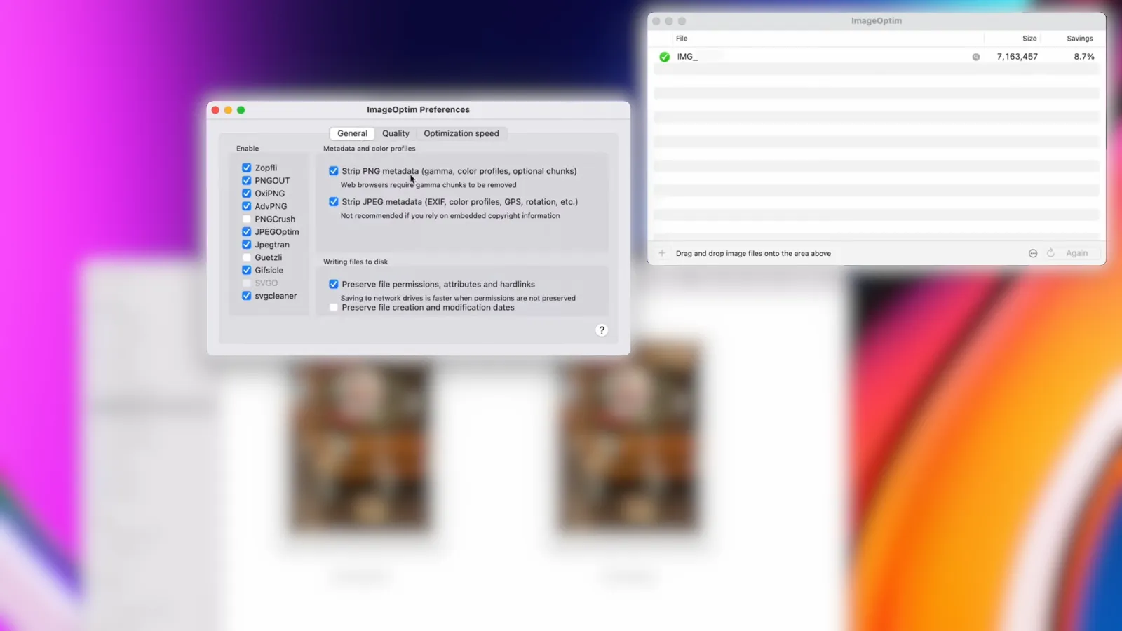 Removing Meta Tags in ImageOptim