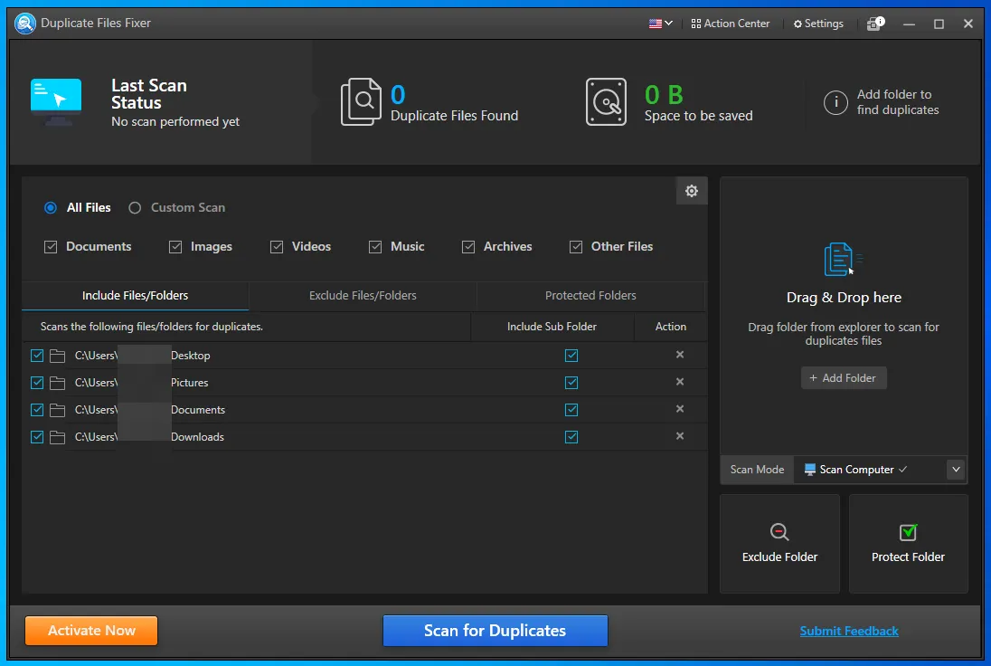 Auslogics Duplicate File Finder program interface for finding duplicates