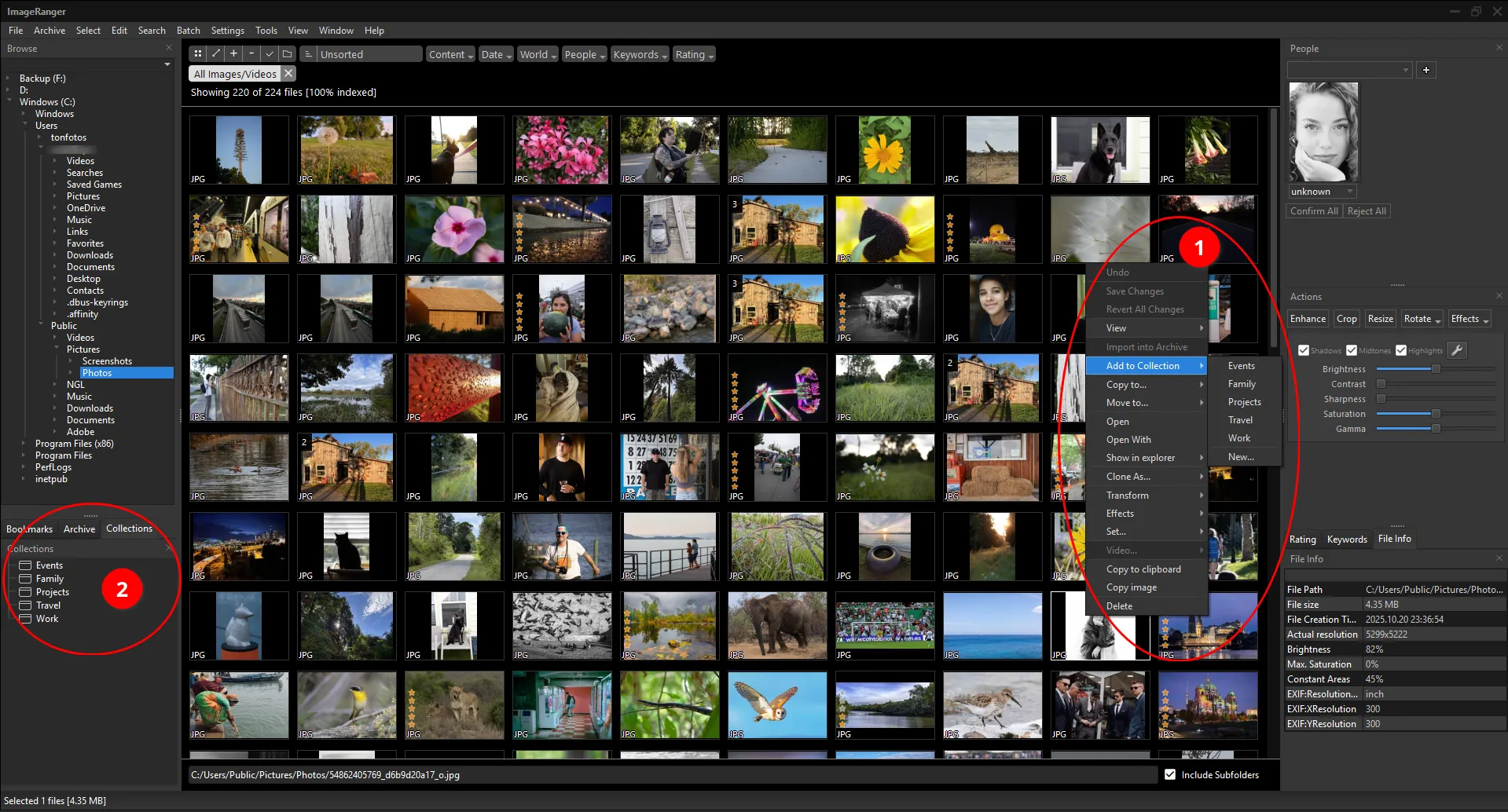 Adding a photo to an ImageRanger themed album