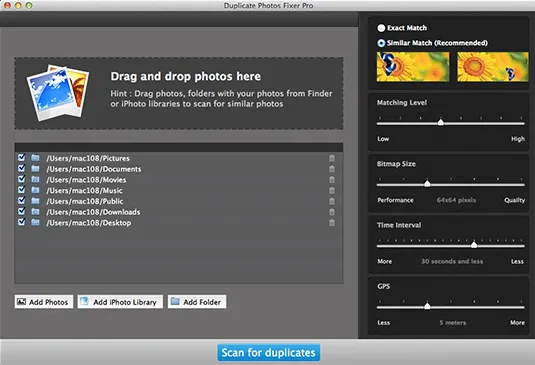 Interface utilisateur du nettoyeur de duplications