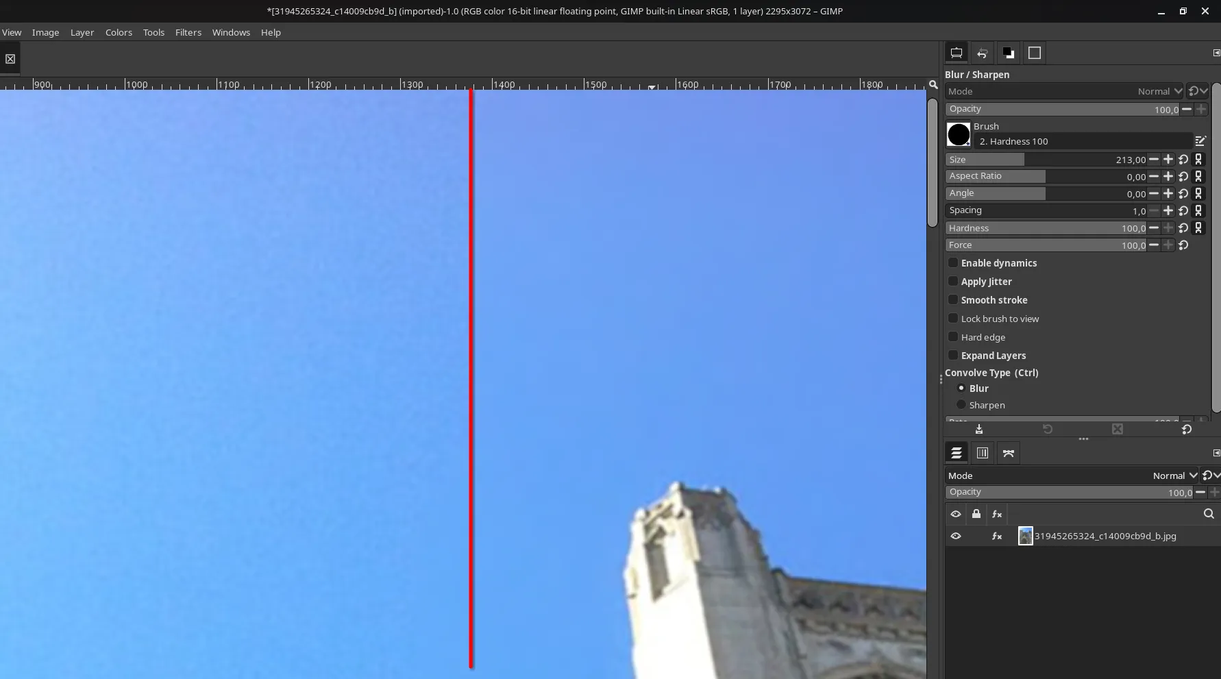Using the Blur/Sharpen tool in GIMP