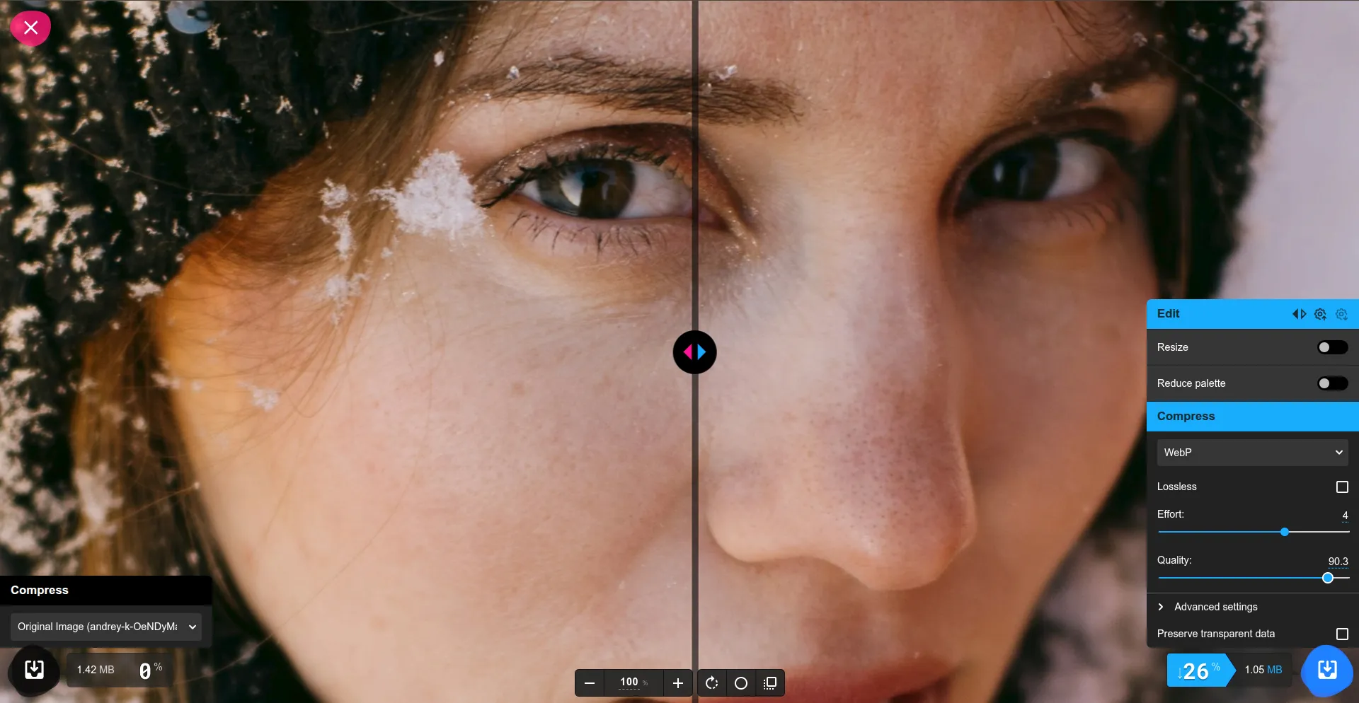 JPEG and WebP comparison