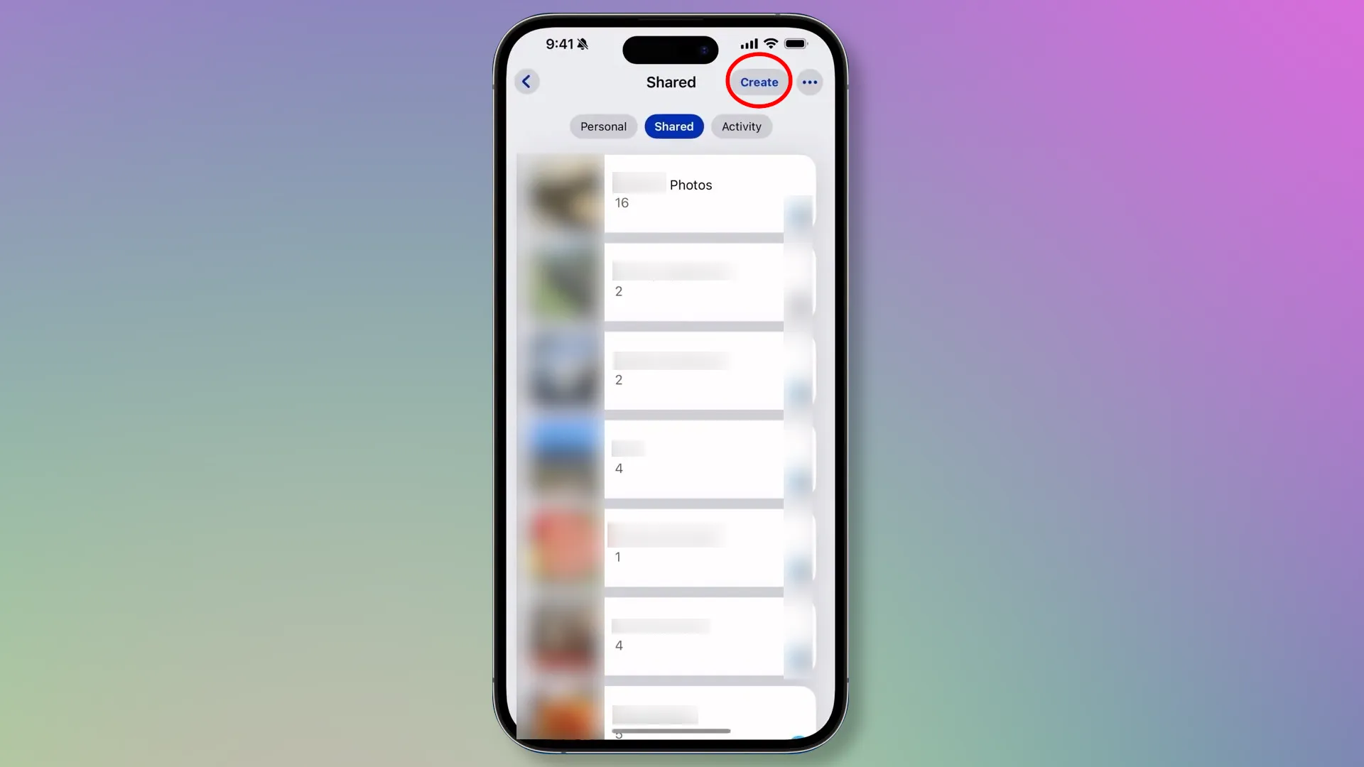 Create a new Shared Album in Apple Photos