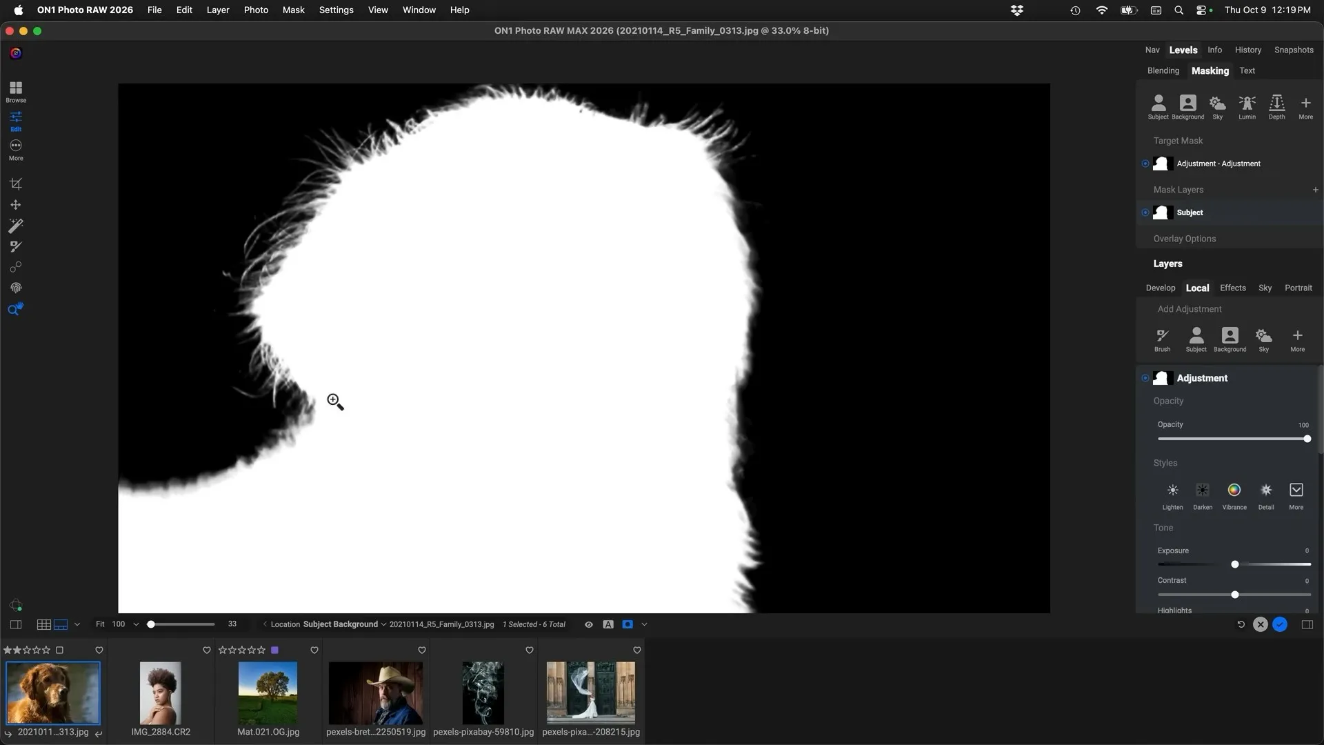 Interface and example of the mask tool in ON1 Photo RAW 2026