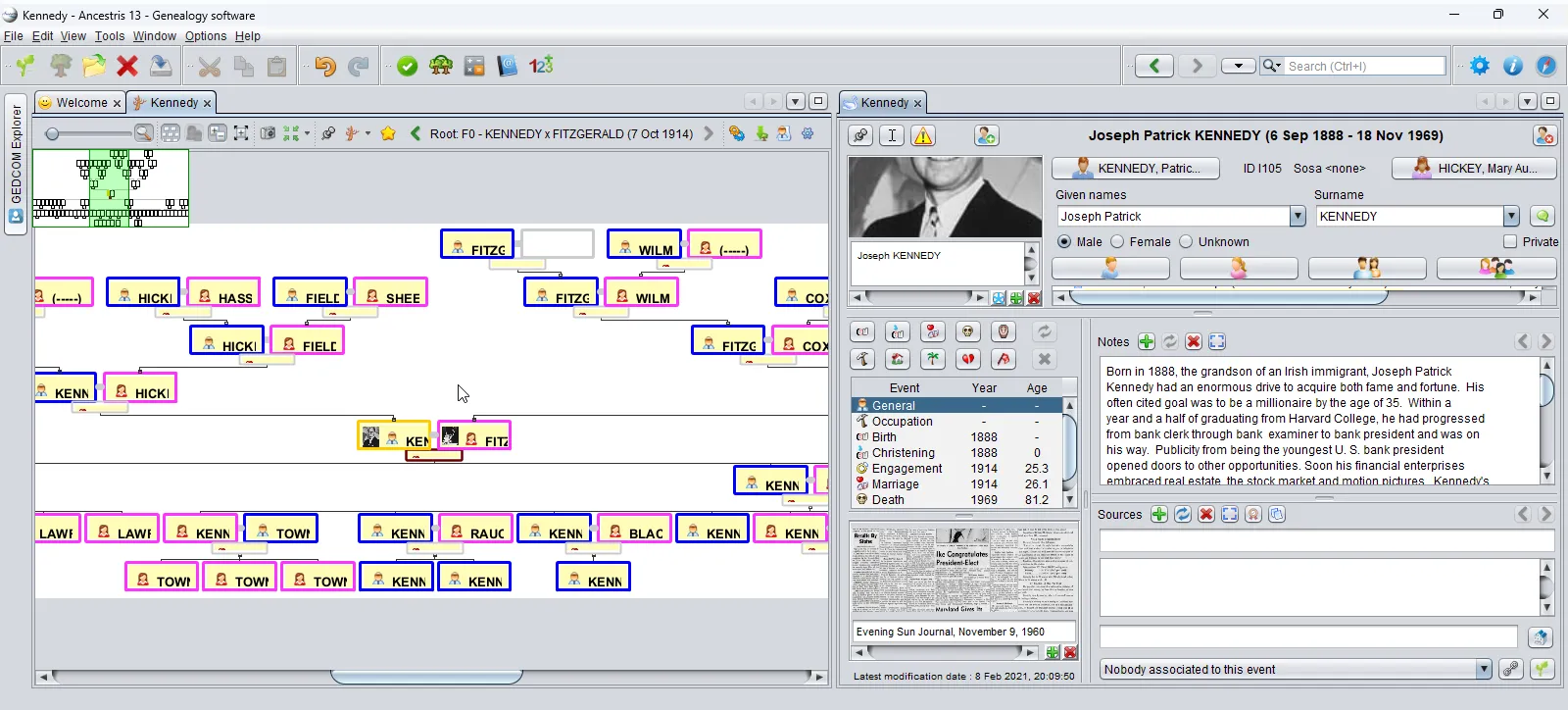 Interface of Ancestris