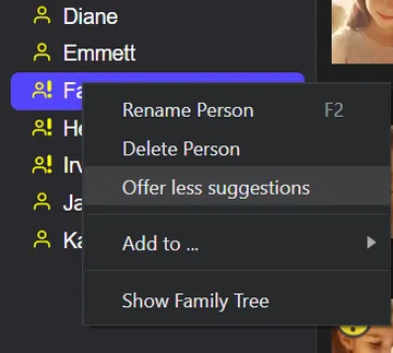 Offer less suggestions for this person