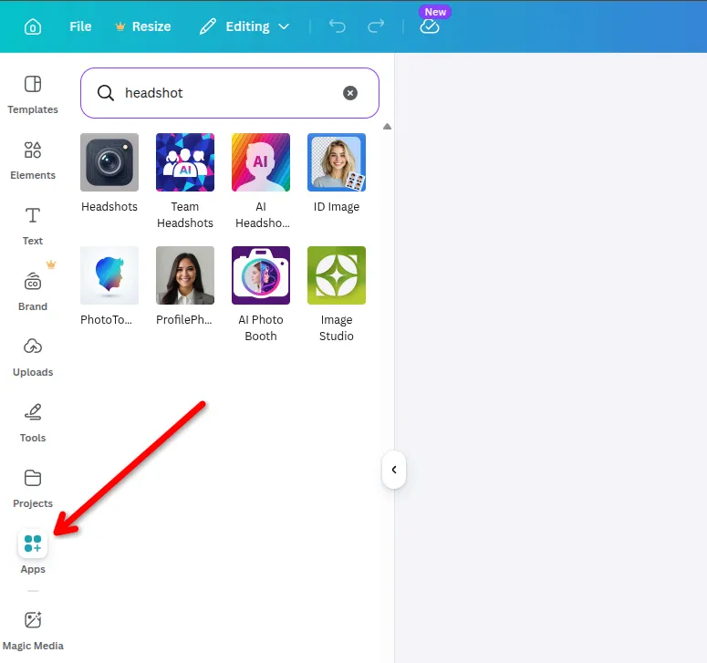 Beispiel für Bewerbungsfoto-Apps in Canva