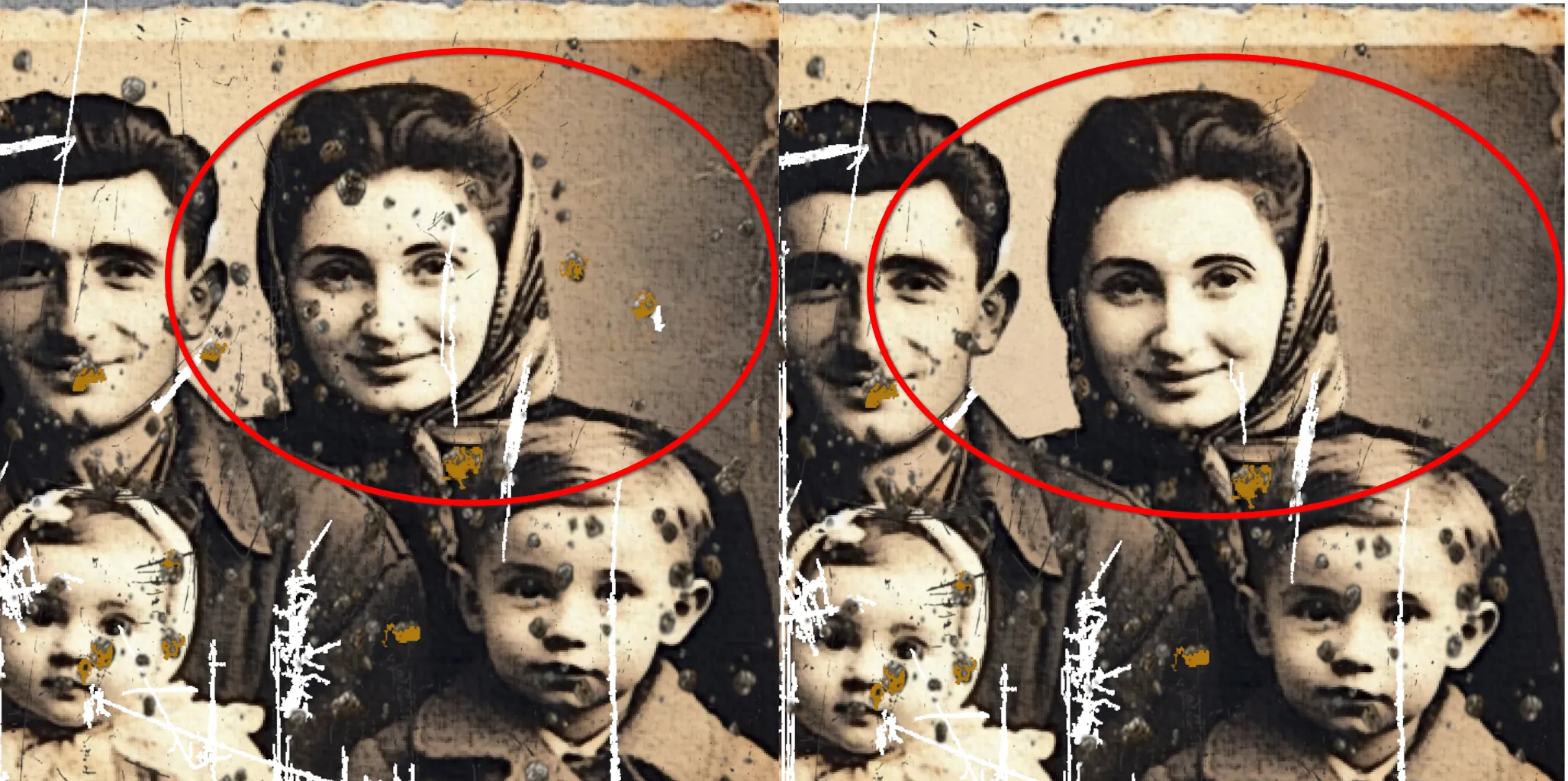Пример реставрации старой фотографии с помощью инструментов GIMP