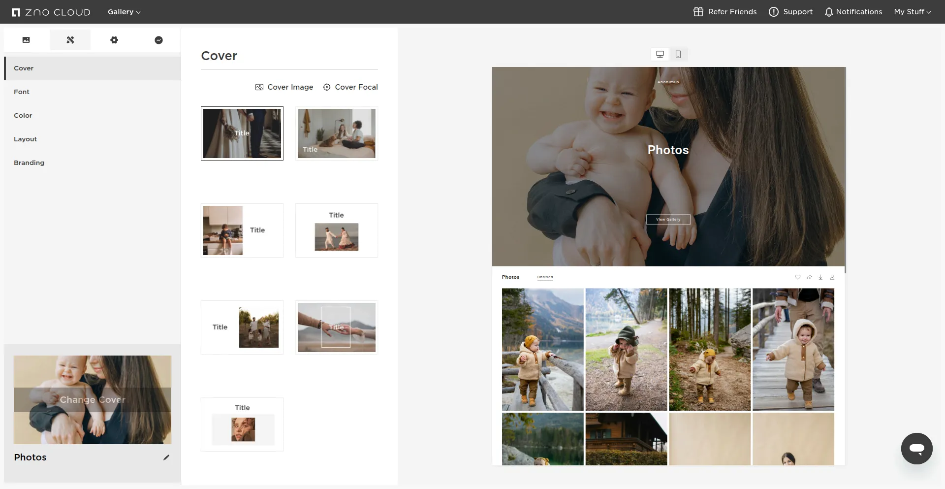 Customizing the Zno Cloud Gallery Design