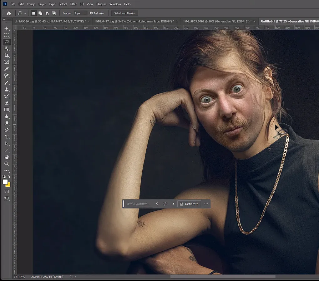 The result of replacing a person's face using Photoshop