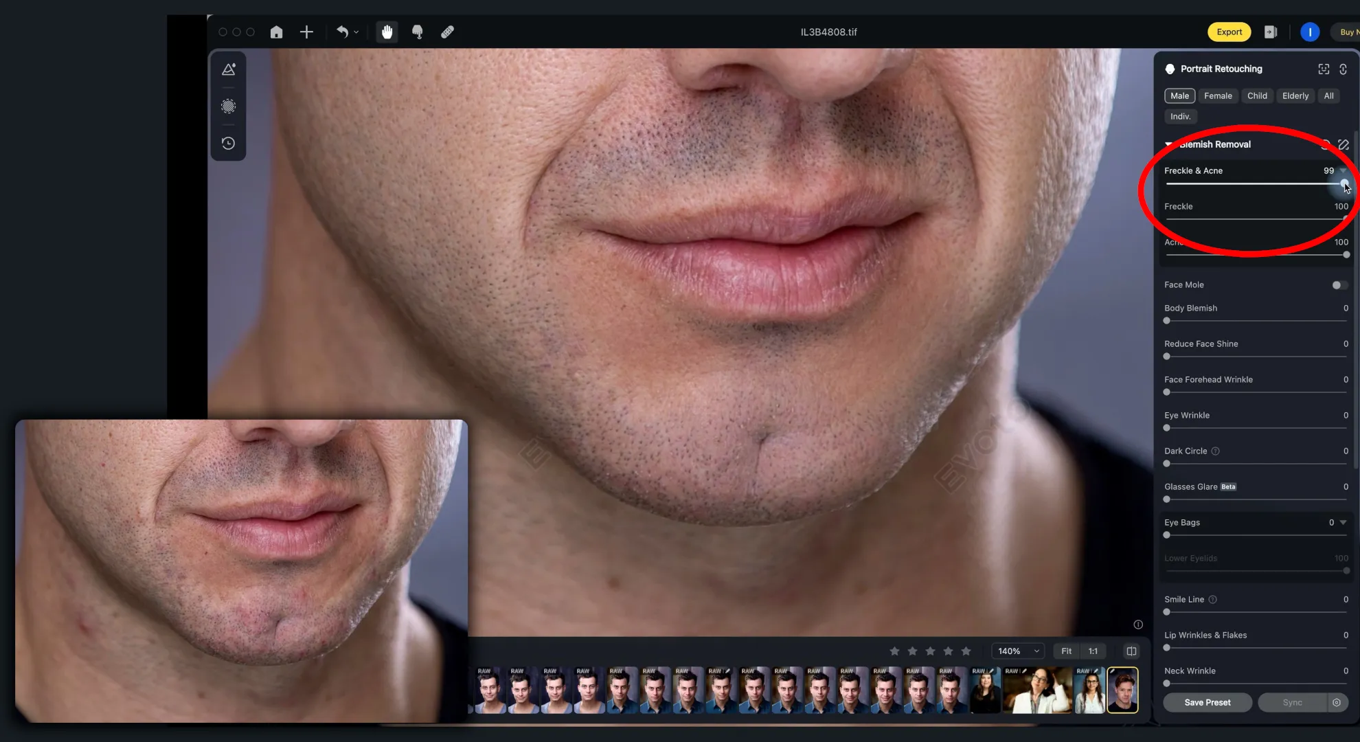 KI-Fotobearbeitung in Evoto AI