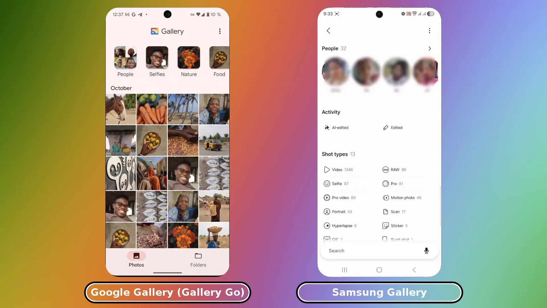 Face detection in standard Android galleries