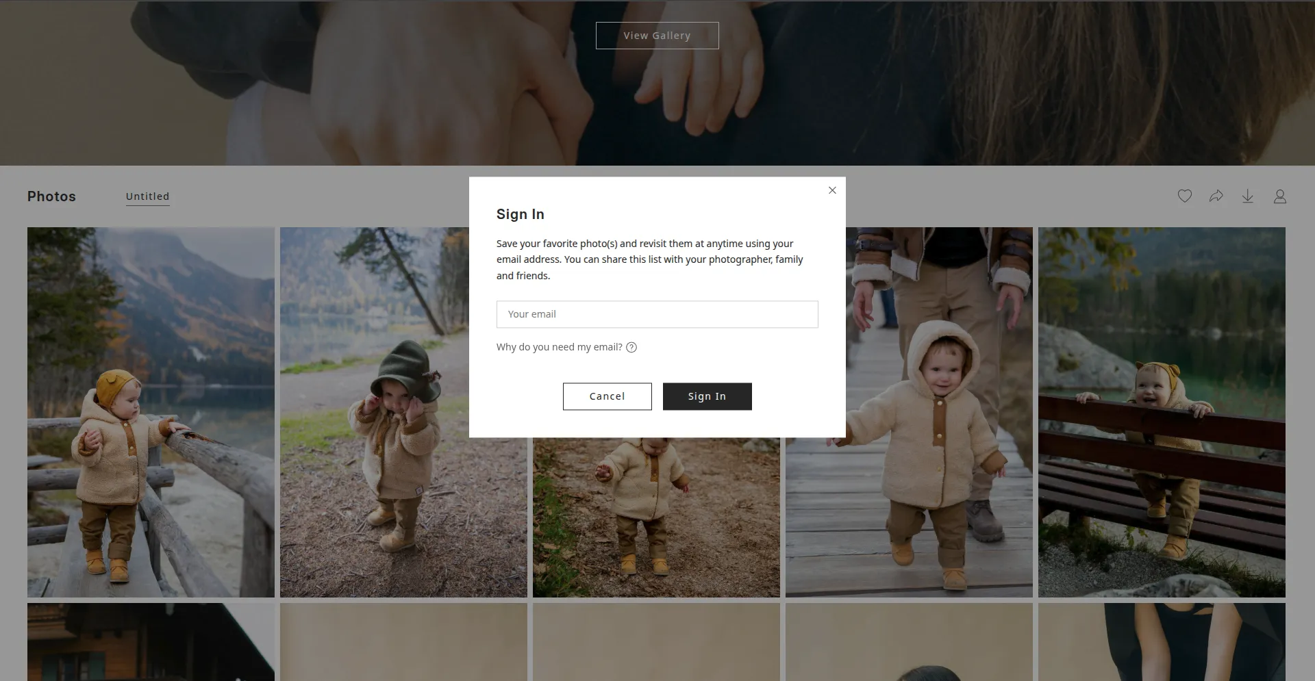 Gallery appearance and email notification