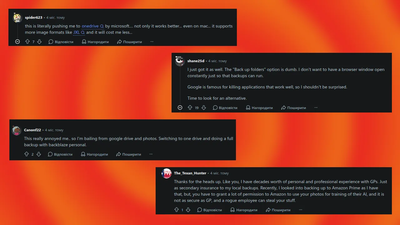 Examples of user reviews about Google's new policy