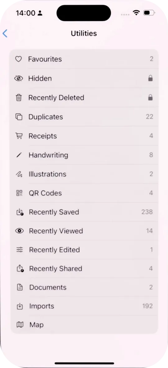 Sorting media content in Photos by context