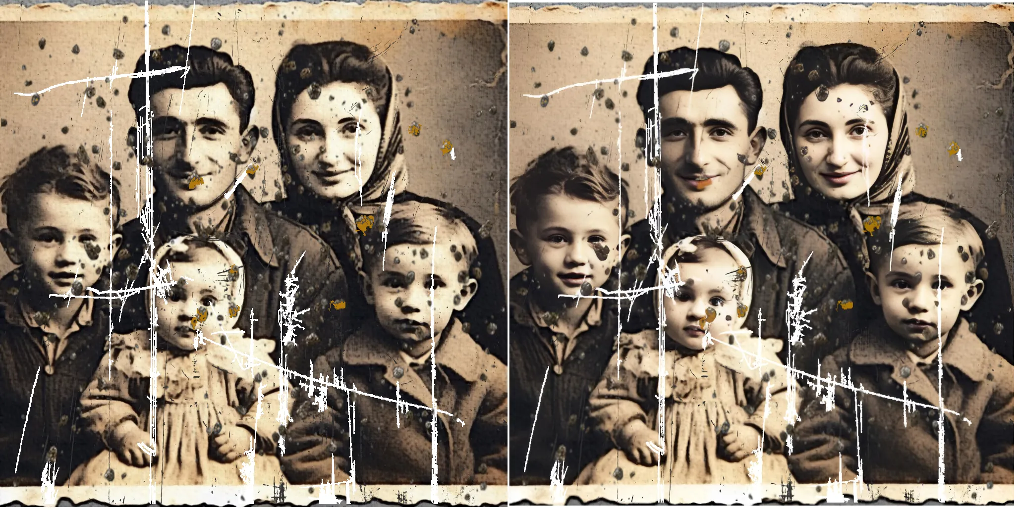 Работа алгоритма PhotoBooth по реставрации старых фотографий