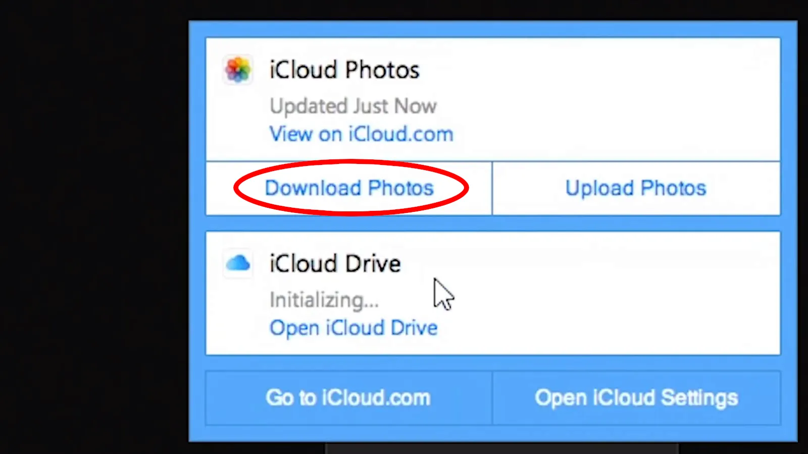 Настройка выгрузки фотографий из iCloud в Windows