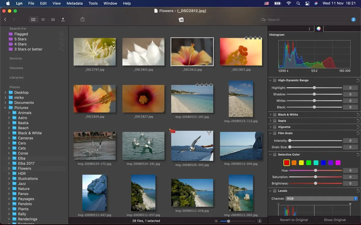 Interface du gestionnaire de photos Lyn