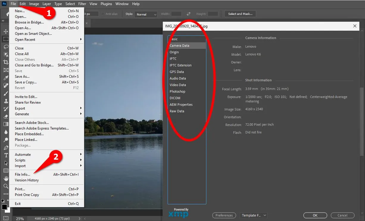 Metadata viewing and editing feature in Photoshop