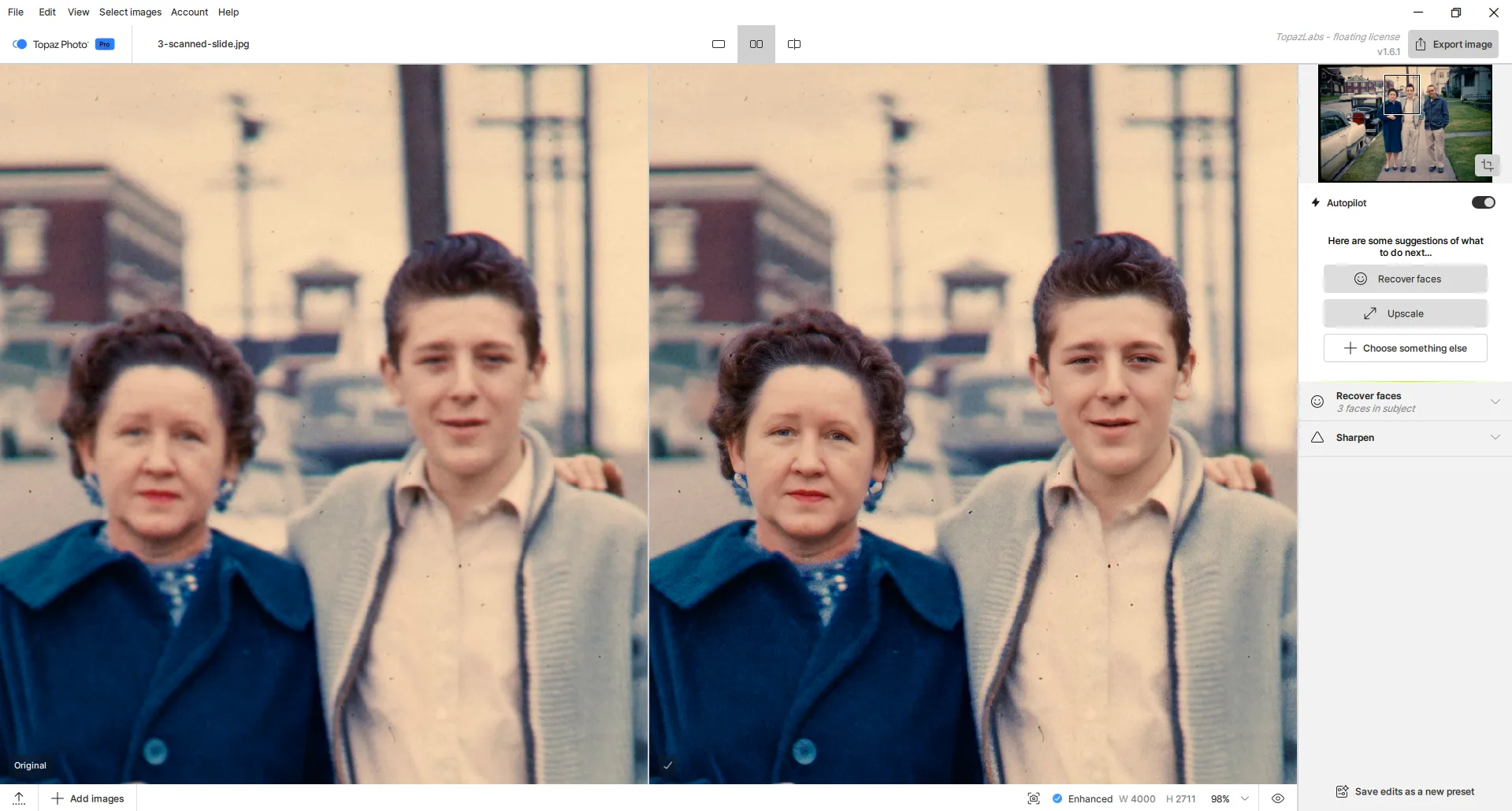 Processing photos with people's faces in Topaz Photo AI