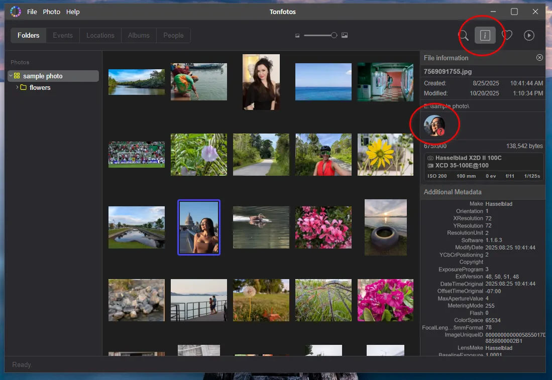 Facial recognition in Tonfotos