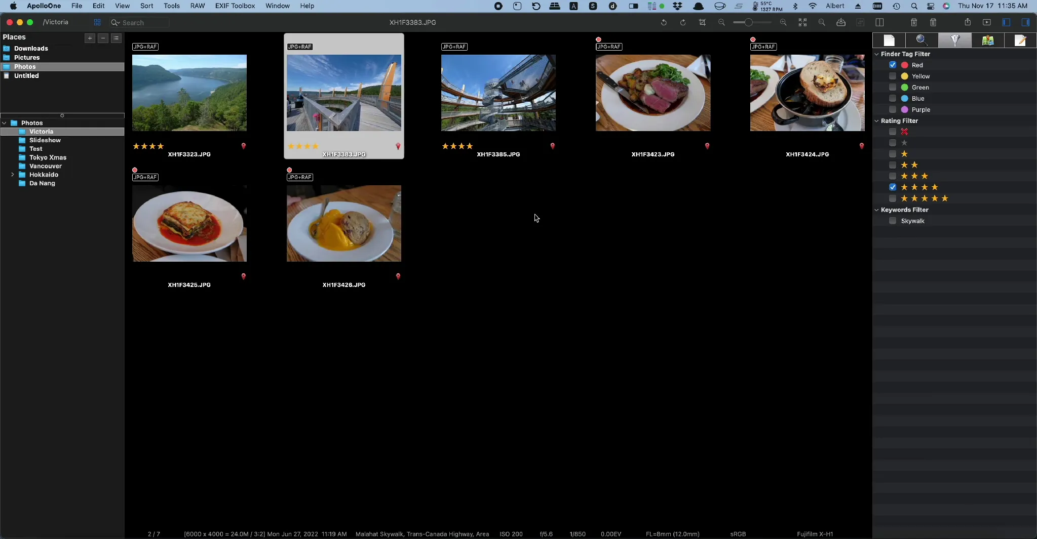 Filtering photos by rating in ApolloOne