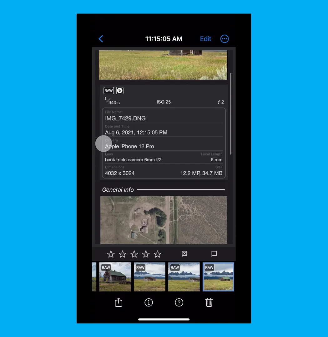 Viewing Metadata in Nitro Photo Organizer for iOS
