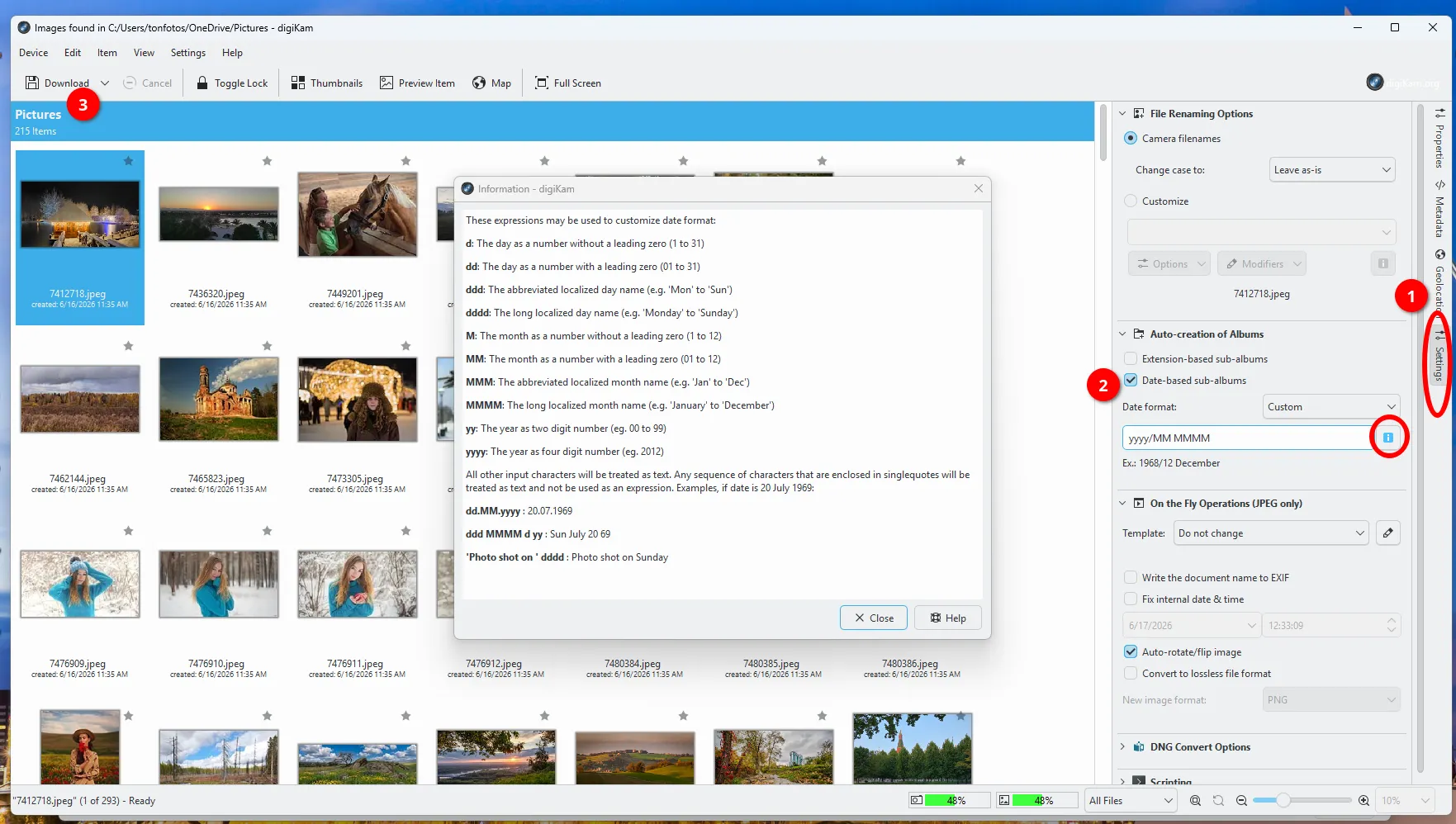 Configuring photo import settings in DigiKam