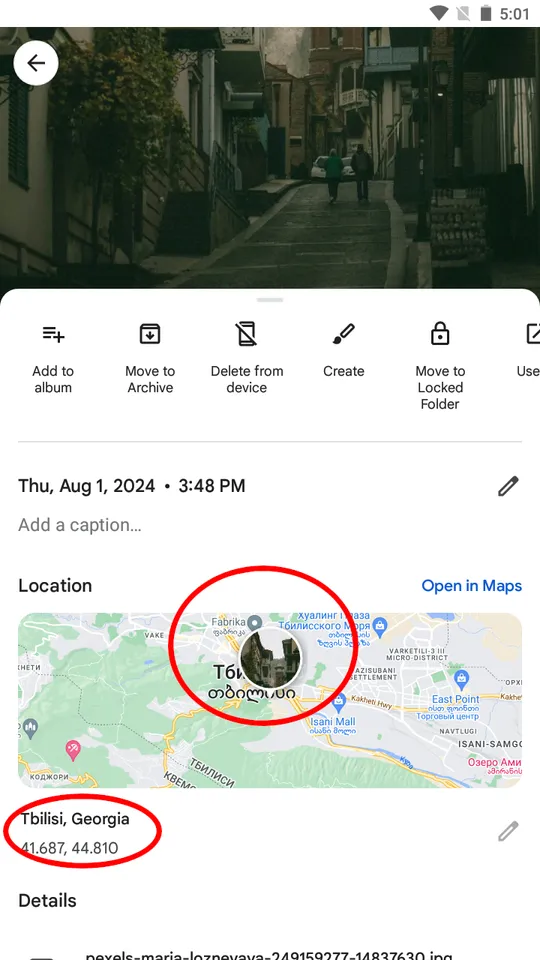 How to determine a location in a photo using GPS tags on your phone