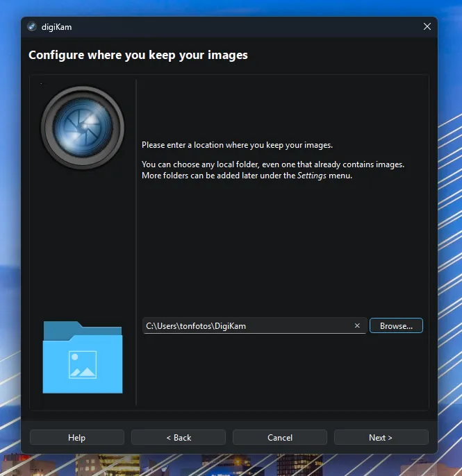 Selecting a catalog folder in the OneDrive setup wizard