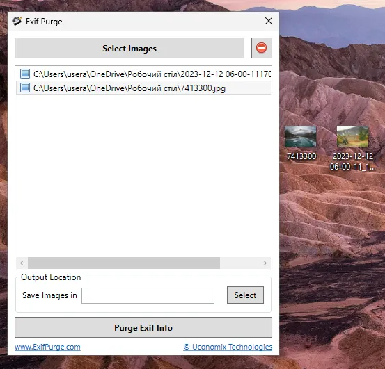 Setting up EXIF ​​Purge to remove photo metadata