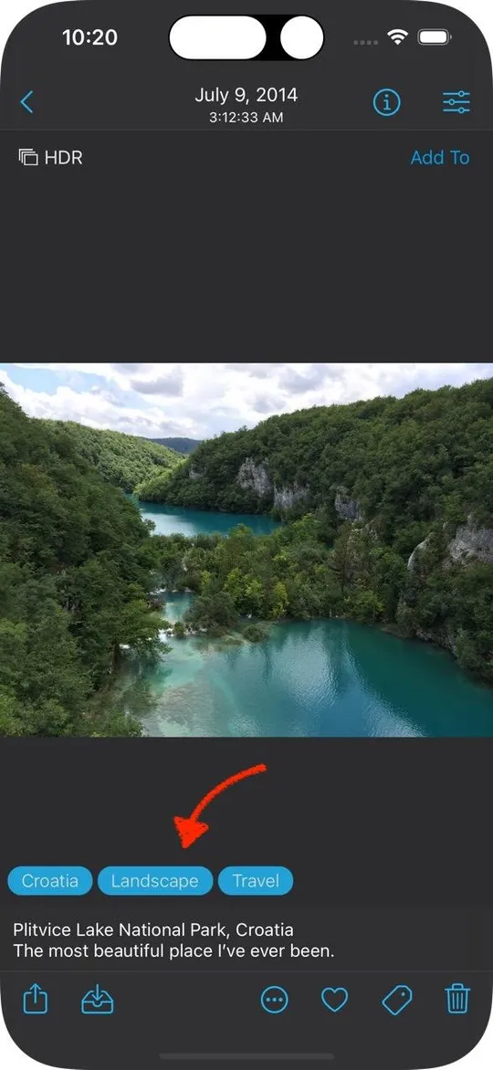 Example of tags for photos in HashPhotos