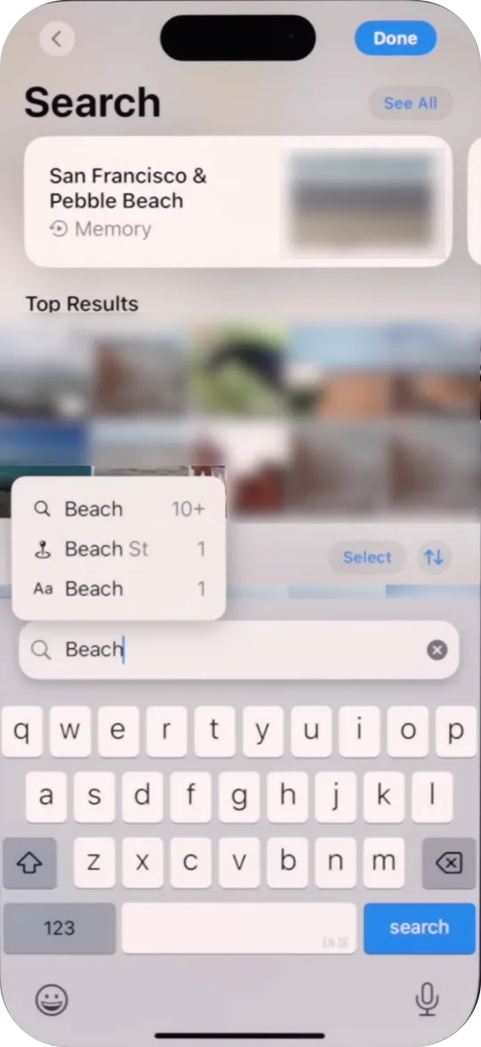 Smart Search in Photos iPhone