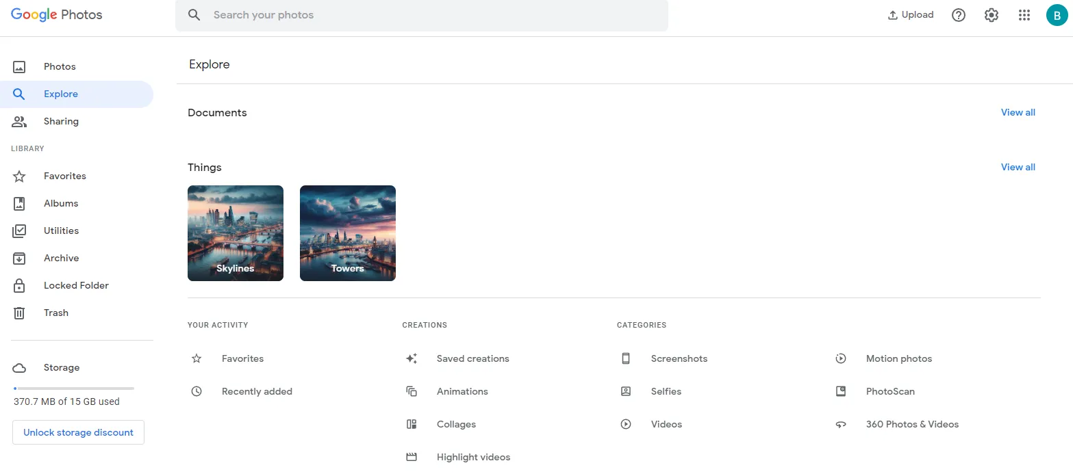 An example of sorting photos in Google Drive cloud storage