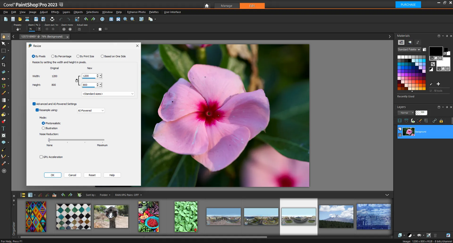 AI-powered photo editing main interface and features