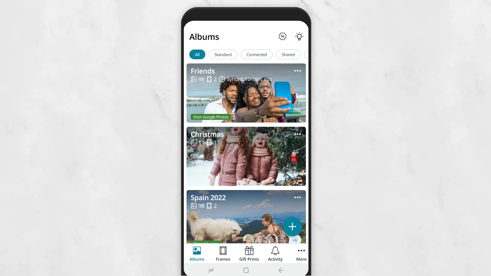 Photo albums inside the Nixplay app