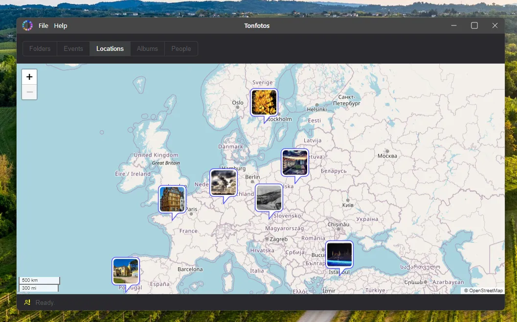 Visualizing shooting locations on the map in Tonfotos