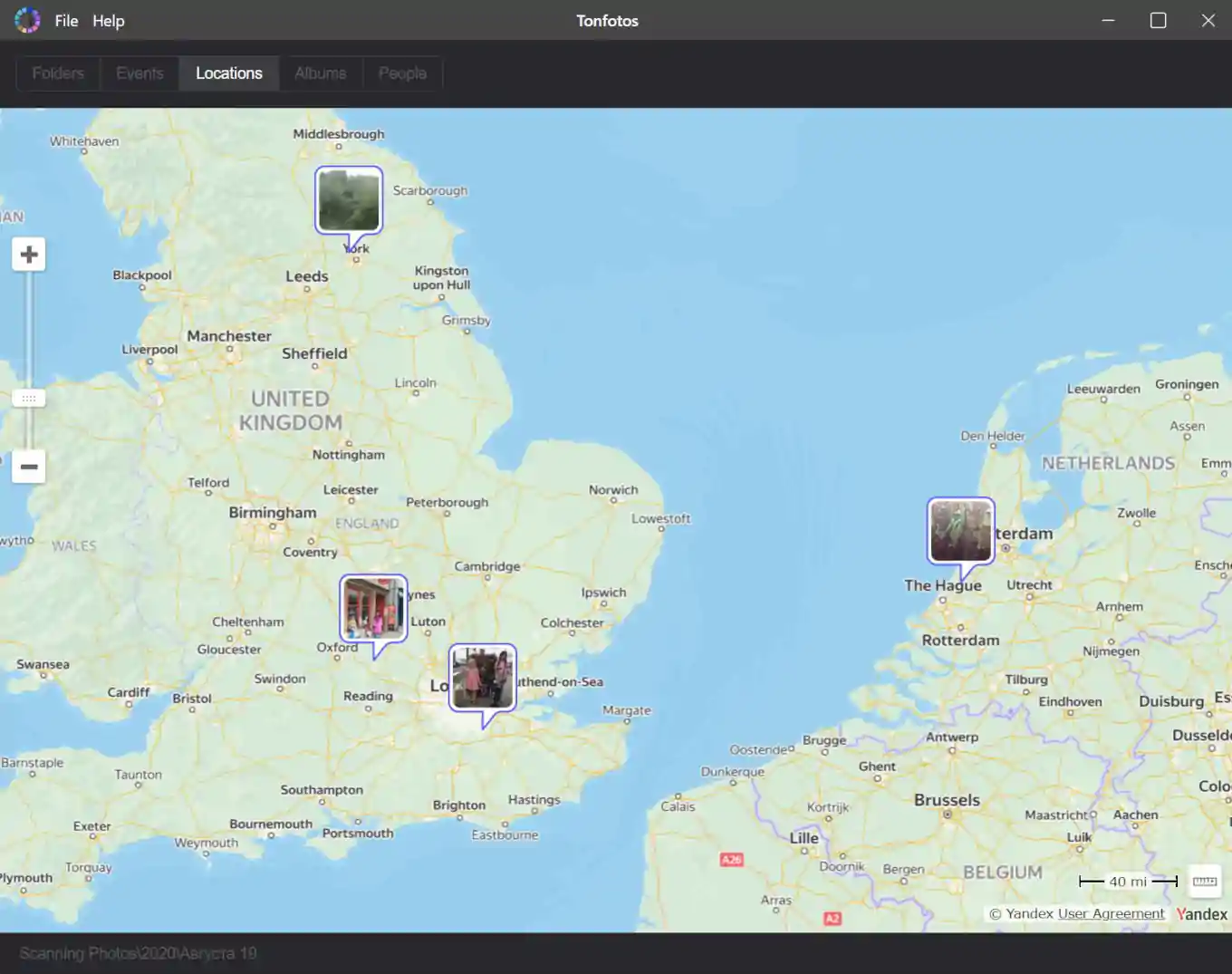 Displaying events on the UK map in the Tonfotos Image Viewer app